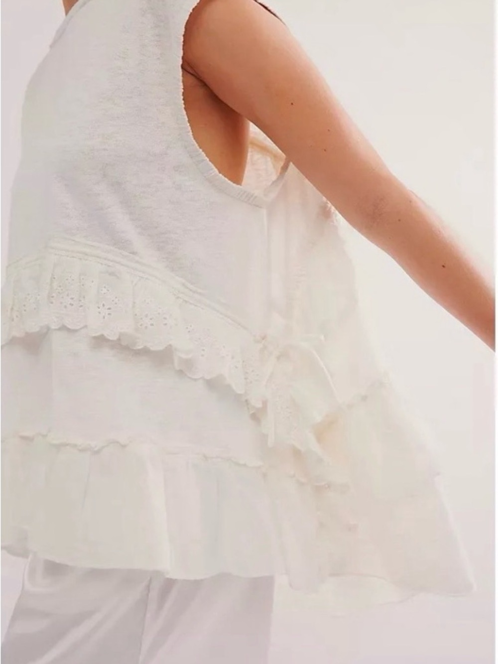 Free People Claire Tee Ruffled Sleeveless Tunic Top - Picture 2 of 8